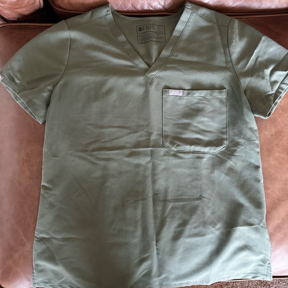 Figs Sage Green Technical Scrub Top